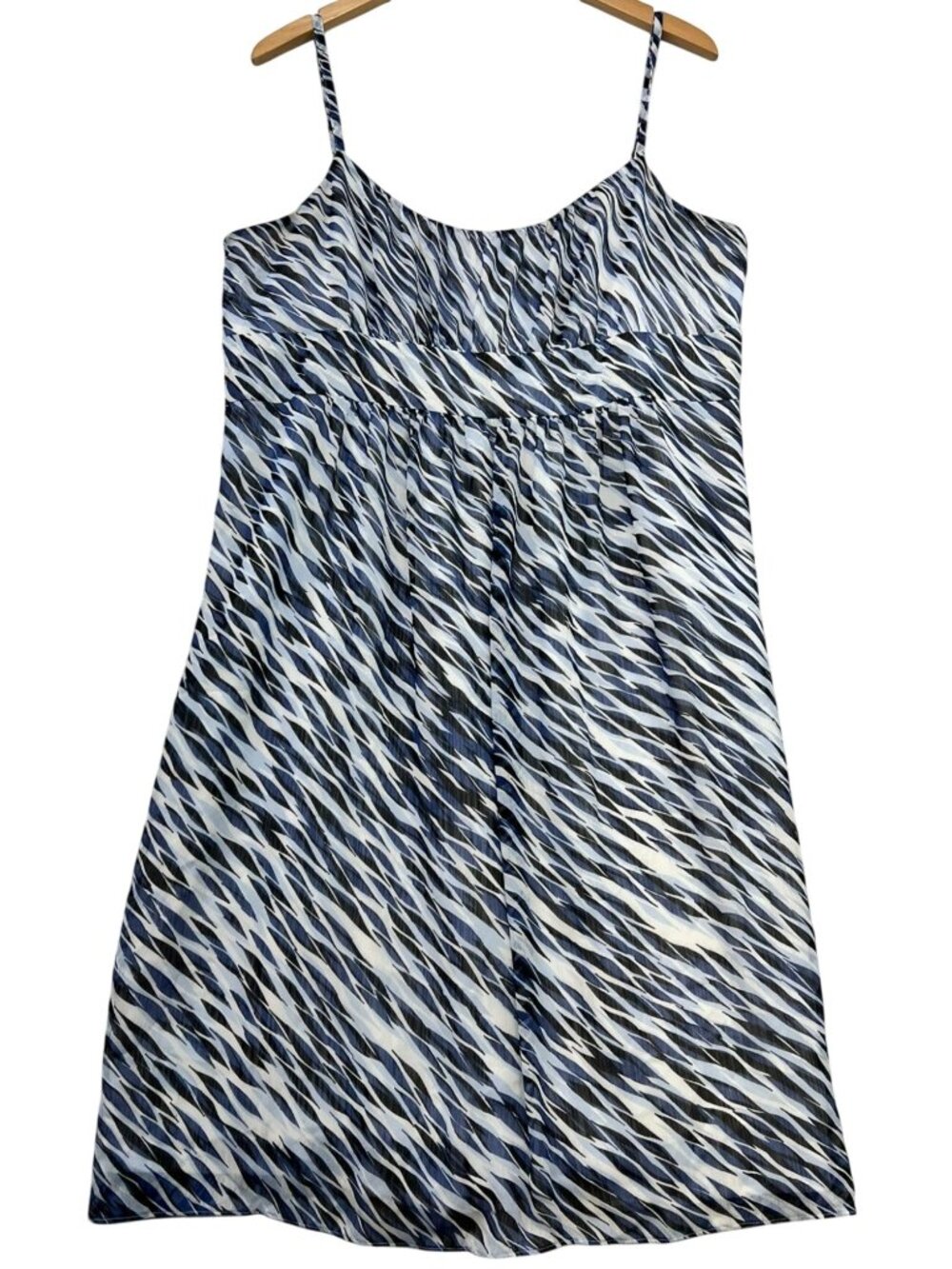 Ann Taylor Women's Cami Midi Dress Sleeveless Size 18 Blue White Zebra Print